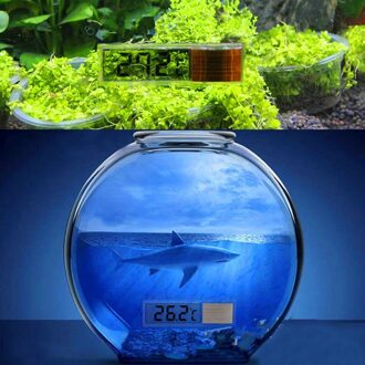 Plastic Metalen 3D Digitale Elektronische Aquarium Thermometer Fish Tank Temp Meter Goud Zilver