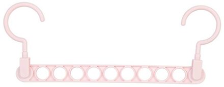 Plastic Negen-Gat Magic Kleerhanger Droogrekken Multifunctionele Thuis Kledingkast Hangers Opslag Rack Roze