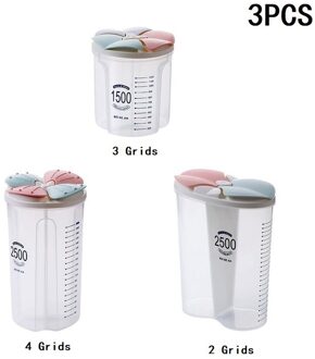 Plastic Opslag Container Conservenblikken Voor Bulk Granen Vochtbestendige Opbergdoos Granen Dispenser Afgesloten Pot Keuken Organizer Three-stuk suit