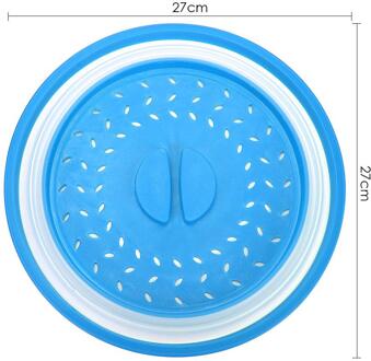 Plastic Opvouwbare Magnetron Deksel Veiligheid En Non-Toxiciteit Exquise Keuken Supply Zeef Wassen Mand 27x27x8.5cm Blauw