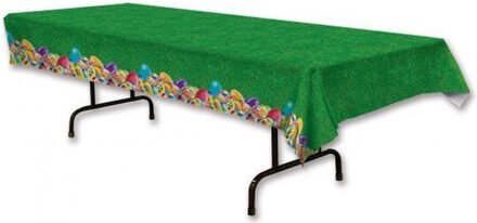 Plastic Pasen groen tafelkleed met grasprint 275 x 135 cm - Feesttafelkleden