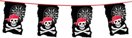 Plastic piraten vlaggenlijnen slingers 10 meter - Vlaggenlijnen Multikleur