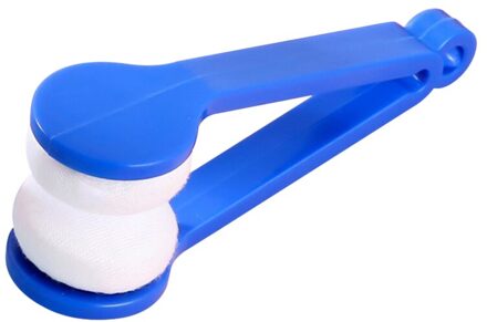 Plastic + Microfiber Mini Bril Lens Borstel Draagbare Zachte Microfiber Brillen Zonnebril Cleaner Veeg Blauw
