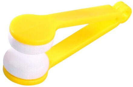 Plastic + Microfiber Mini Bril Lens Borstel Draagbare Zachte Microfiber Brillen Zonnebril Cleaner Veeg geel
