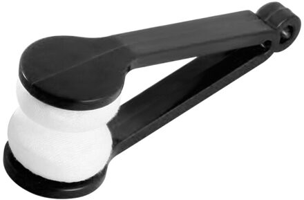 Plastic + Microfiber Mini Bril Lens Borstel Draagbare Zachte Microfiber Brillen Zonnebril Cleaner Veeg zwart