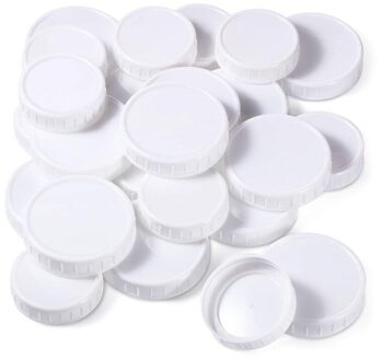 Plastic Regelmatige Mond Mason Pot Deksels Voor Bal, Kerr En Meer Food Grade Wit Plastic Opslag Caps 20Pcs