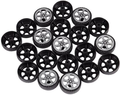 Plastic Roll 2Mm Dia Shaft Auto Vrachtwagen Model Speelgoed Wiel 20Mm X 6Mm 20Pcs
