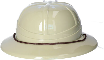 Plastic safari thema verkleed helm voor volwassenen Beige