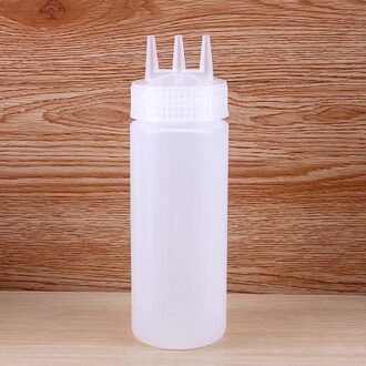 Plastic Saus Knijpfles Met Drie Gaten Huishouden Keuken Tool Geel Wit Rood 12Oz/16Oz/24Oz Kruiden Flessen WT-L-24oz