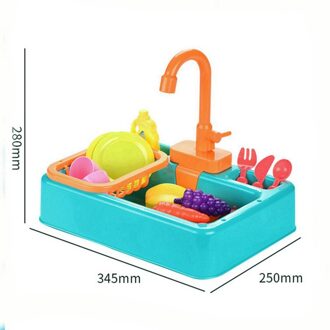 Plastic Simulatie Elektrische Vaatwasser Sink Pretend Play Keuken Speelgoed Met Water Sink Kit Voor Kids Kinderen /Papegaai bad- blauw