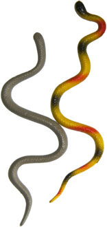 Plastic slangen - 2x - 15 cm - reptielen - speelgoed - decoratie - dieren Multi