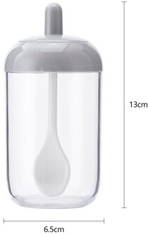Plastic Spice Zout Peper Kruiden Fles Kruiderij Jar Keuken Gereedschap Met Lepel Beter Controle Fetch Neem Handig grijs