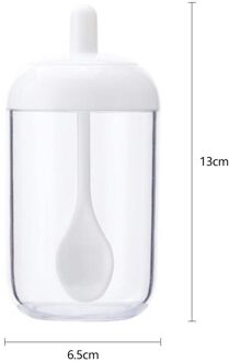 Plastic Spice Zout Peper Kruiden Fles Kruiderij Jar Keuken Gereedschap Met Lepel Beter Controle Fetch Neem Handig wit