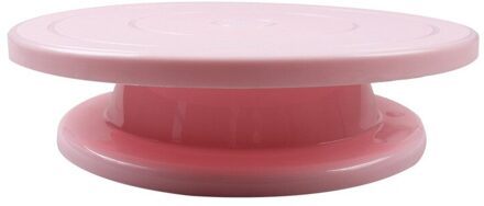Plastic Taart Plaat Draaitafel Roterende Anti-Slip Ronde Cake Stand Decorating Draaitafel Keuken Diy Pan Bakken Tool Schraper Roze