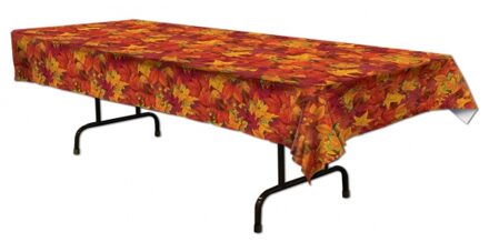 Plastic tafelkleden met herfstbladeren - feest thema - 275 x 135 cm - Feesttafelkleden Multikleur