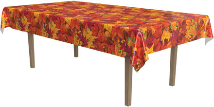 Plastic tafelkleden met herfstbladeren - feest thema - 275 x 135 cm - herfst tafel