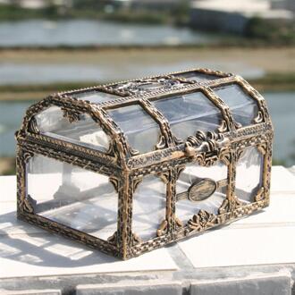 Plastic Transparante Piraat Schatkist Crystal Gem Jewelry Box Organizer Trinket Aandenken Schat Borst