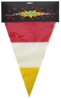 Plastic vlaggenlijn rood/wit/geel carnaval 10 meters Multi
