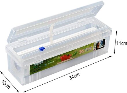 Plastic Voedsel Wrap Dispenser Met Glijbaan Cutter Verstelbare Vershoudfolie Snijder Behoud Folie Opbergdoos Met Zuignap Bodem