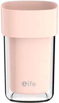 Plastic Wassen Mond Cup Voor Badkamer Thuis Reizen Draagbare Tandpasta Tandenborstel Doos Opslag Mode Borstelen Wassen Cup Roze