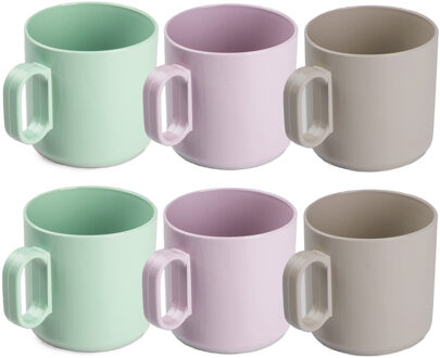 PlasticForte 12x Gekleurde drinkbekers/mokken - kunststof - 320 ml - onbreekbaar - Drinkbekers