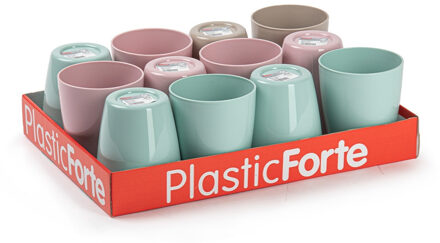 Plasticforte 12x Kunststof drinkglazen - gekleurd - 400 ml - onbreekbaar - Drinkglazen Multikleur