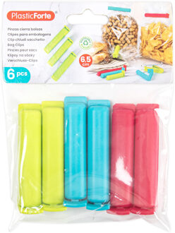 Plasticforte 6x afsluitclips / vershoudclips - 6 cm - keuken/voedsel zakjes afsluiten - Vershoudknijpers