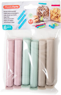 Plasticforte 6x afsluitclips / vershoudclips - 8 cm - keuken/voedsel zakjes afsluiten - Vershoudknijpers