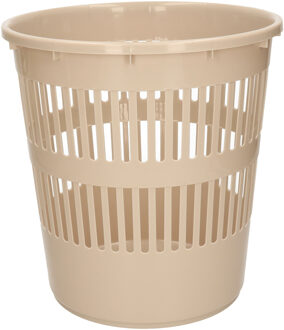 Plasticforte Afvalbak/vuilnisbak/kantoor prullenbak - plastic - beige - 28 cm - Prullenmanden