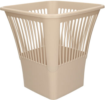 Plasticforte Afvalbak/vuilnisbak/kantoor prullenbak - plastic - beige - 30 cm - Prullenmanden