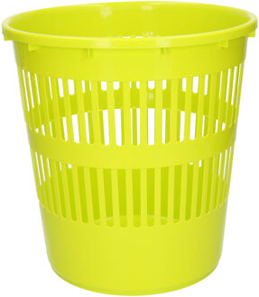 Plasticforte Afvalbak/vuilnisbak/kantoor prullenbak - plastic - groen - 28 cm - Prullenmanden