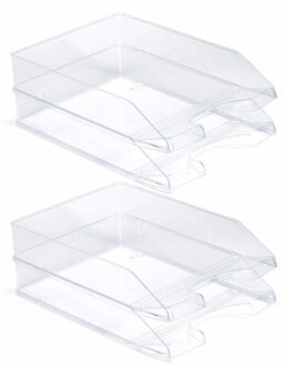 PlasticForte Brievenbakjes - 20x stuks - A4 - transparant - kantoor postbakjes