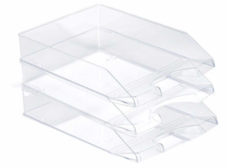 PlasticForte Brievenbakjes - Pakket van 3x stuks - A4 - transparant - kantoor postbakjes