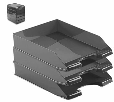 Plasticforte Brievenbakjes - Pakket van 8x stuks - A4 - zwart - kantoor postbakjes