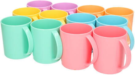 PlasticForte Drinkbekers - 24x stuks - gekleurd - kunststof - 350 ml