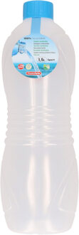 Plasticforte Drinkfles/waterfles/bidon - 1500 ml - transparant/blauw - kunststof - Drinkflessen