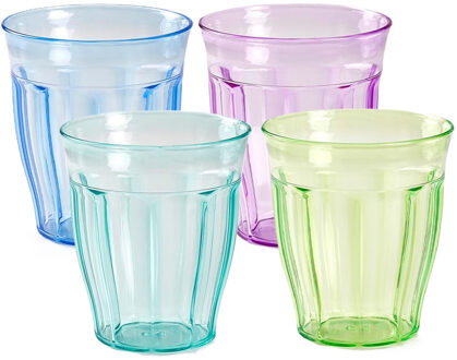 PlasticForte Drinkglazen Picardie - 12x - kunststof - 250 ml - gekleurd - Drinkglazen Multikleur