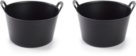 Plasticforte flexibele emmer/kuip - 2x - zwart - rond - 15L - 24x24x15cm