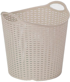 Plasticforte Gevlochten wasmand/opbergmand - flexibel - beige - 27 liter - rond - kunststof - Wasmanden