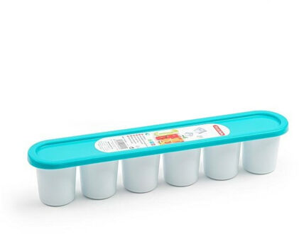 PlasticForte Grote ijsblokjes/ijsklontjes vormen - met deksel - kobalt blauw - 30 x 6 x 6 cm - IJsblokjesvormen