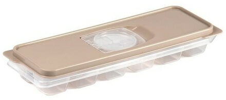 Plasticforte IJsblokjesvorm met deksel - 12 ijsklontjes - kunststof - beige - IJsblokjesvormen