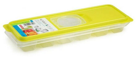 Plasticforte IJsblokjesvorm met deksel - 12 ijsklontjes - kunststof - groen - IJsblokjesvormen