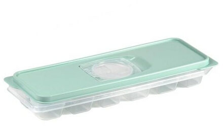 Plasticforte IJsblokjesvorm met deksel - 12 ijsklontjes - kunststof - mintgroen - IJsblokjesvormen