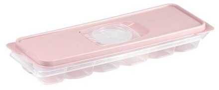 Plasticforte IJsblokjesvorm met deksel - 12 ijsklontjes - kunststof - oud roze - IJsblokjesvormen