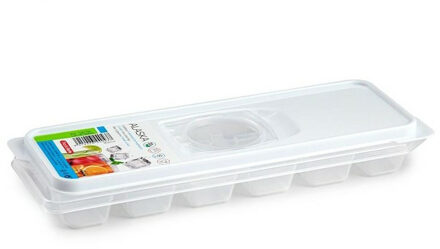 Plasticforte IJsblokjesvorm met deksel - 12 ijsklontjes - kunststof - transparant - IJsblokjesvormen