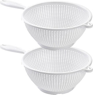 Plasticforte Keuken vergiet/zeef - 2x - kunststof -A Dia 22 cm x Hoogte 10 cm - wit - Vergieten