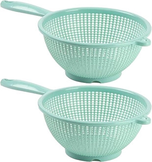 Plasticforte Keuken vergiet/zeef - 2x - kunststof -A Dia 24 cm x Hoogte 11 cm - mintgroen - Vergieten