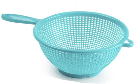 Plasticforte Keuken vergiet/zeef - kunststof -A Dia 24 cm x Hoogte 11 cm - blauw - Vergieten