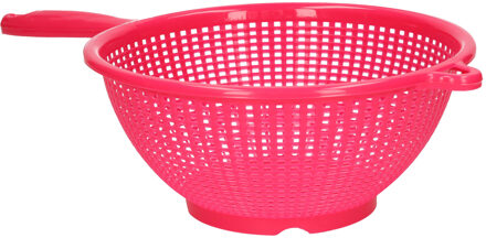 Plasticforte Keuken vergiet/zeef - kunststof - Dia 22 cm x Hoogte 10 cm - fuchsia roze - Vergieten