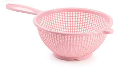 Plasticforte Keuken vergiet/zeef - kunststof - Dia 22 cm x Hoogte 10 cm - roze - Vergieten